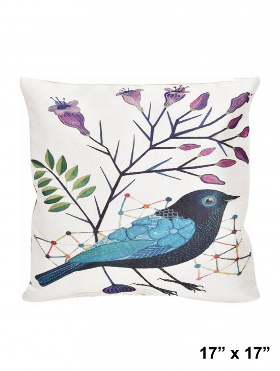 Double Sided Bird Print Cushion & Filler